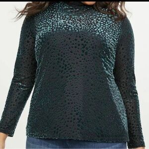 Lane Bryant Sheer Velvet Burnout Mock Neck Top Decadent Burnout 18/20